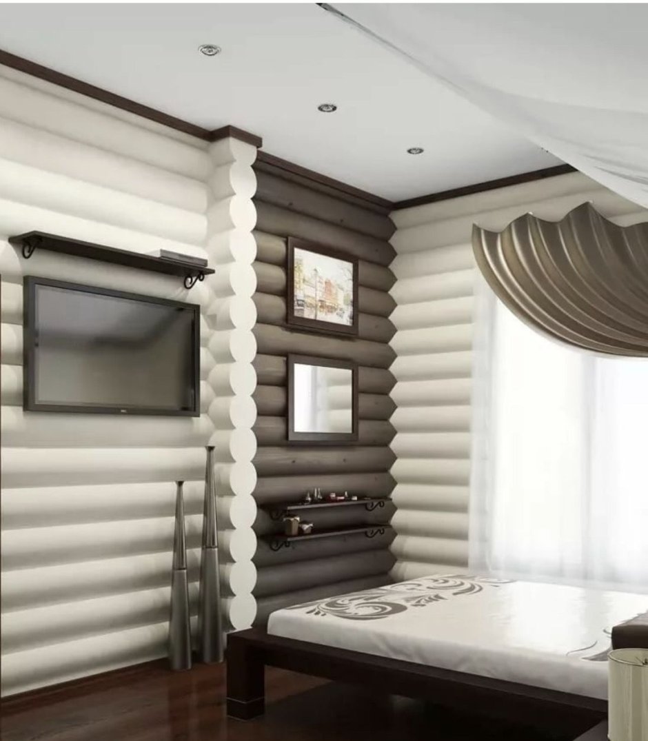 Дом из оцилиндрованного бревна интерьер