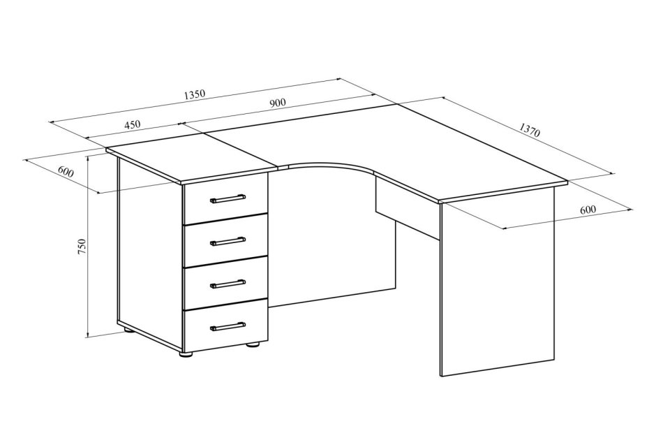 Стол офисный угловой Размеры