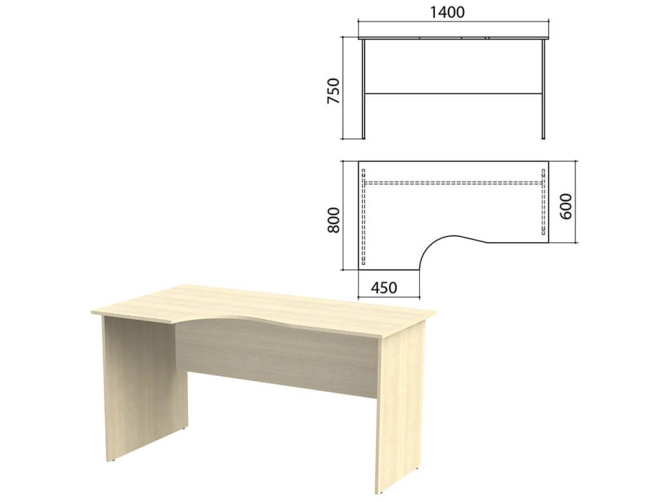 Стол письменный Канц 1200*600*750 цвет бук, СК22.10