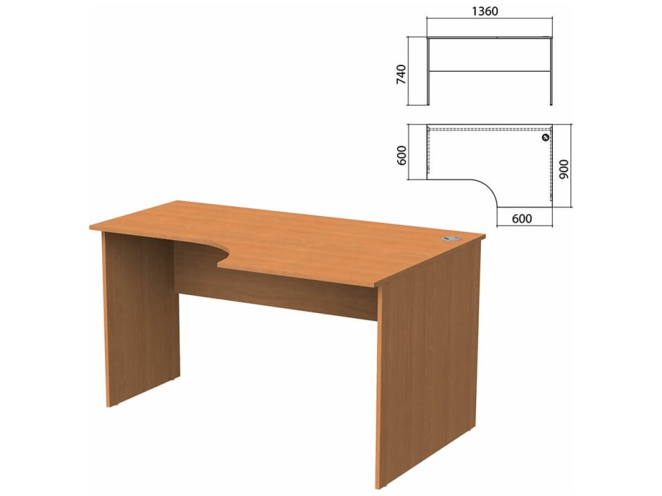 Стол эргономичный 1400х900х740 дуб Шамони серый