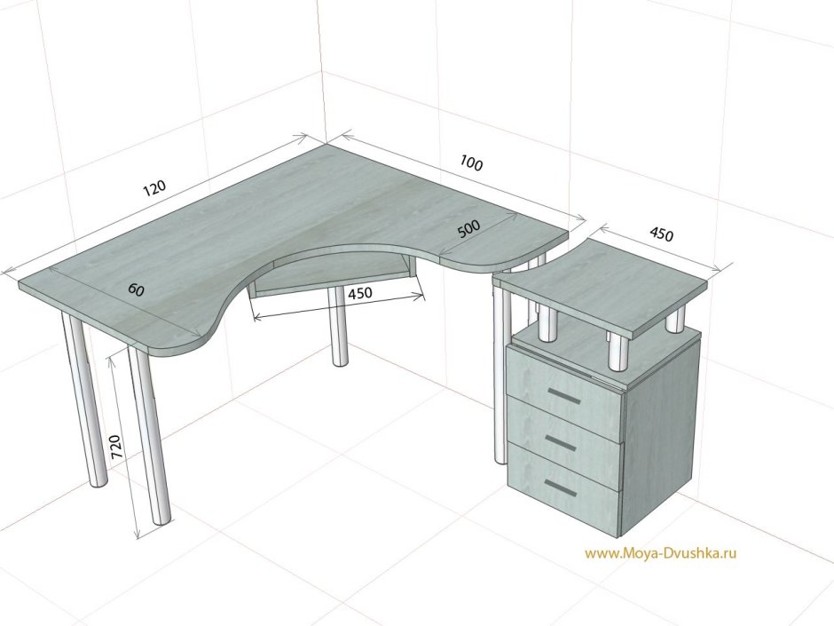 Угловой стол габариты