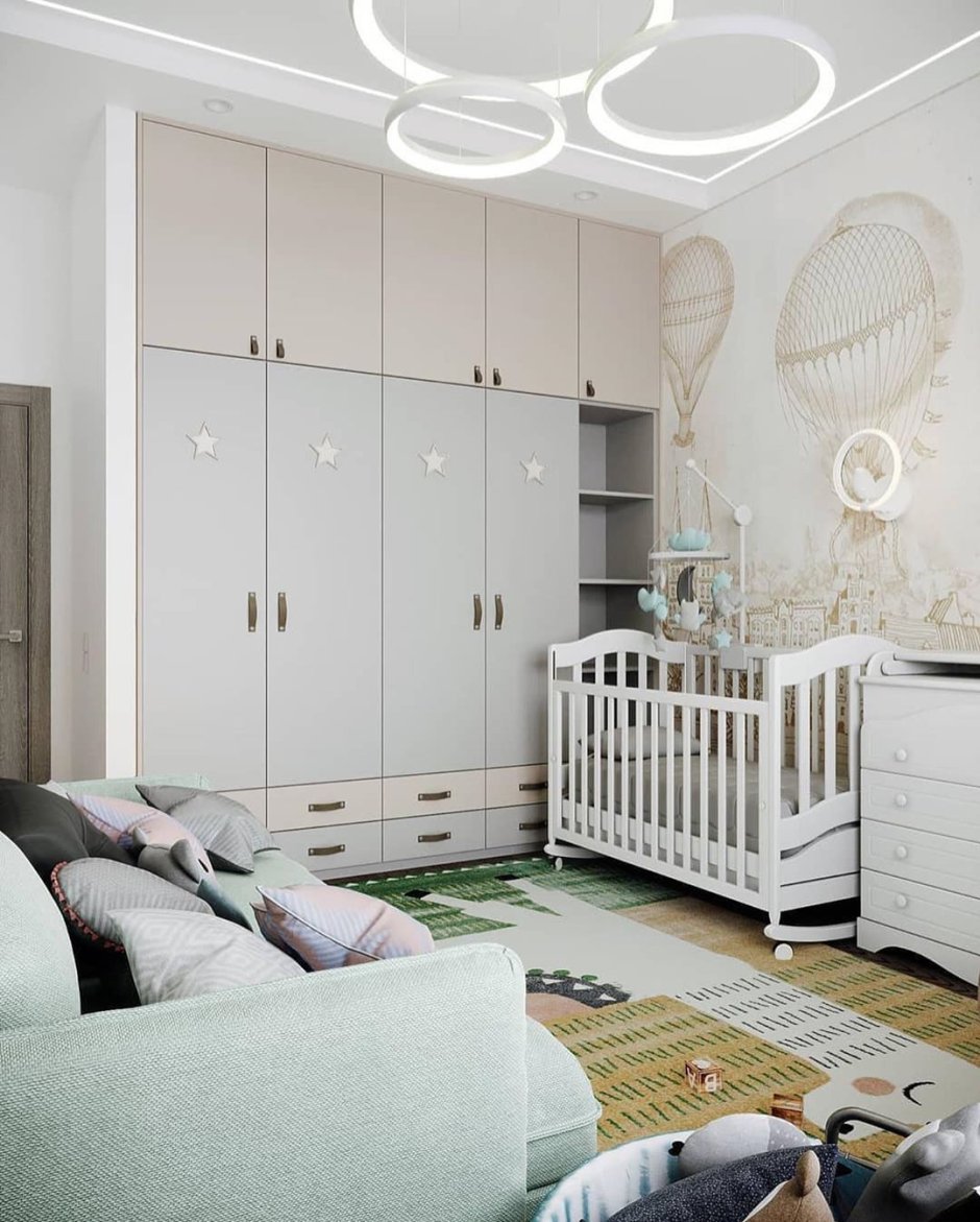 Спальня совмещенная с детской кроваткой