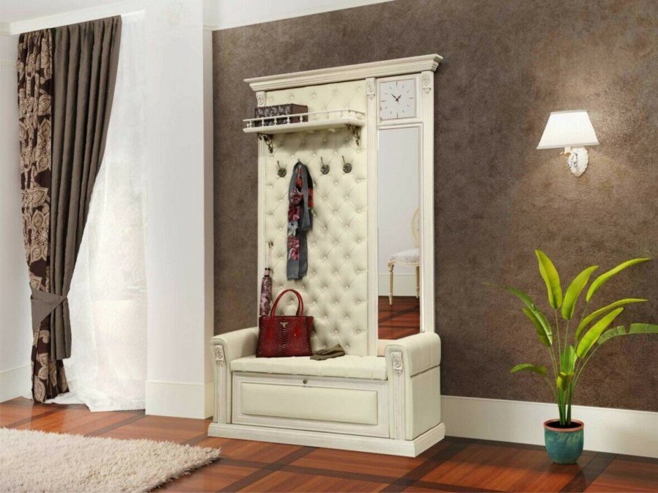 Вешалка «благо» с подлокотниками, полкой, зеркалом и часами б5.12-1