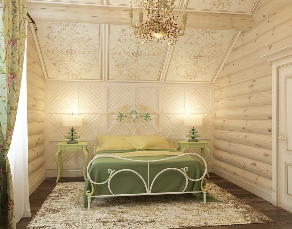 Отделка стен тканью в деревянном доме