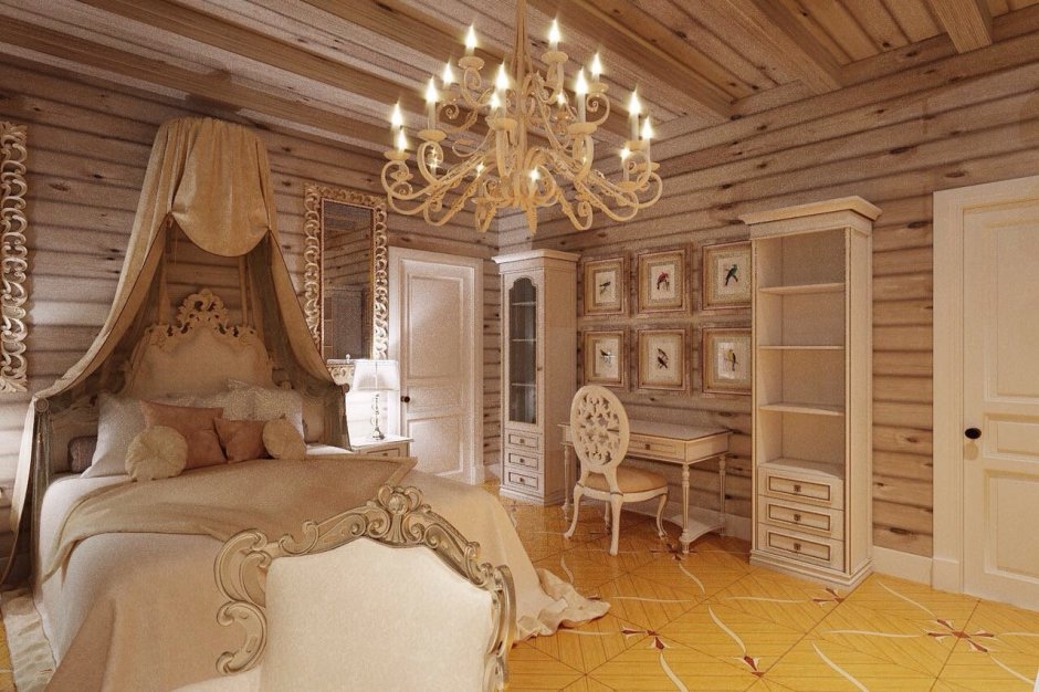 Интерьер деревянного дома в классическом стиле