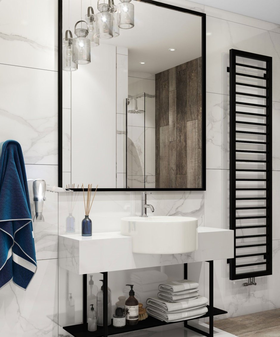 Полотенцесушитель в ванной в стиле лофт