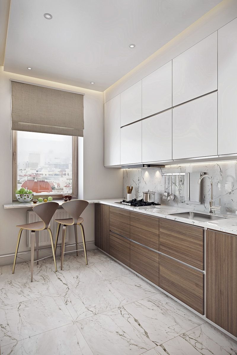 Светлая плитка на кухне