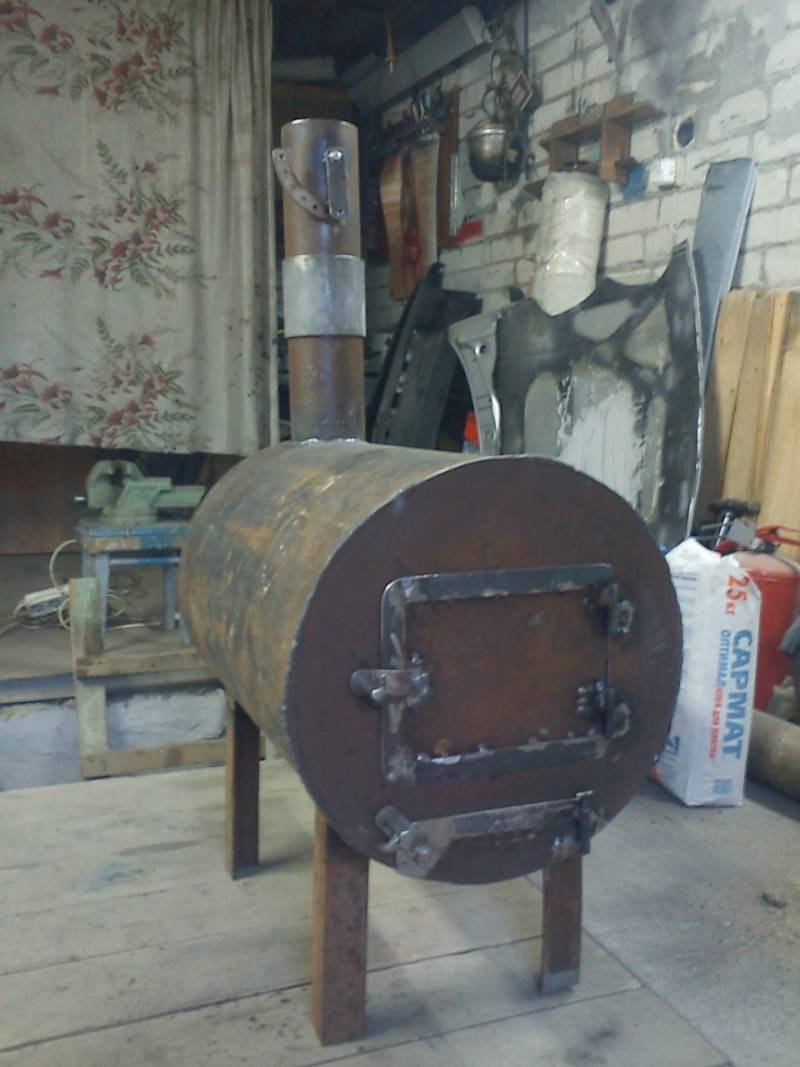 Печь-буржуйка длительного горения из трубы 530