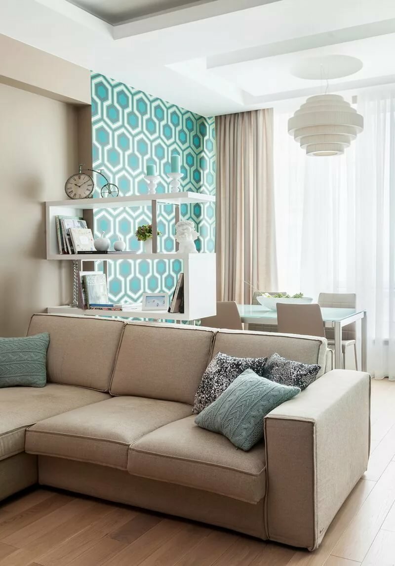 Гостиная в бирюзовый тонах