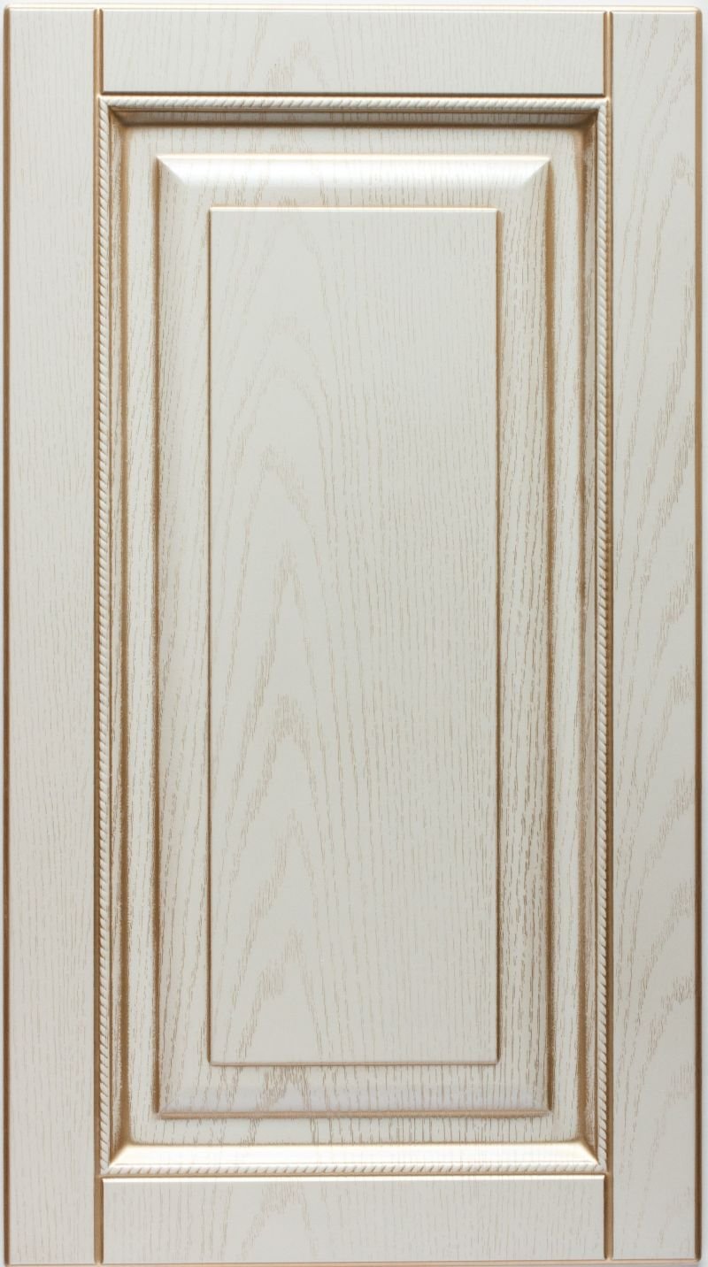 Фасад МДФ патина ясень золото 85 с фрезой Квадро