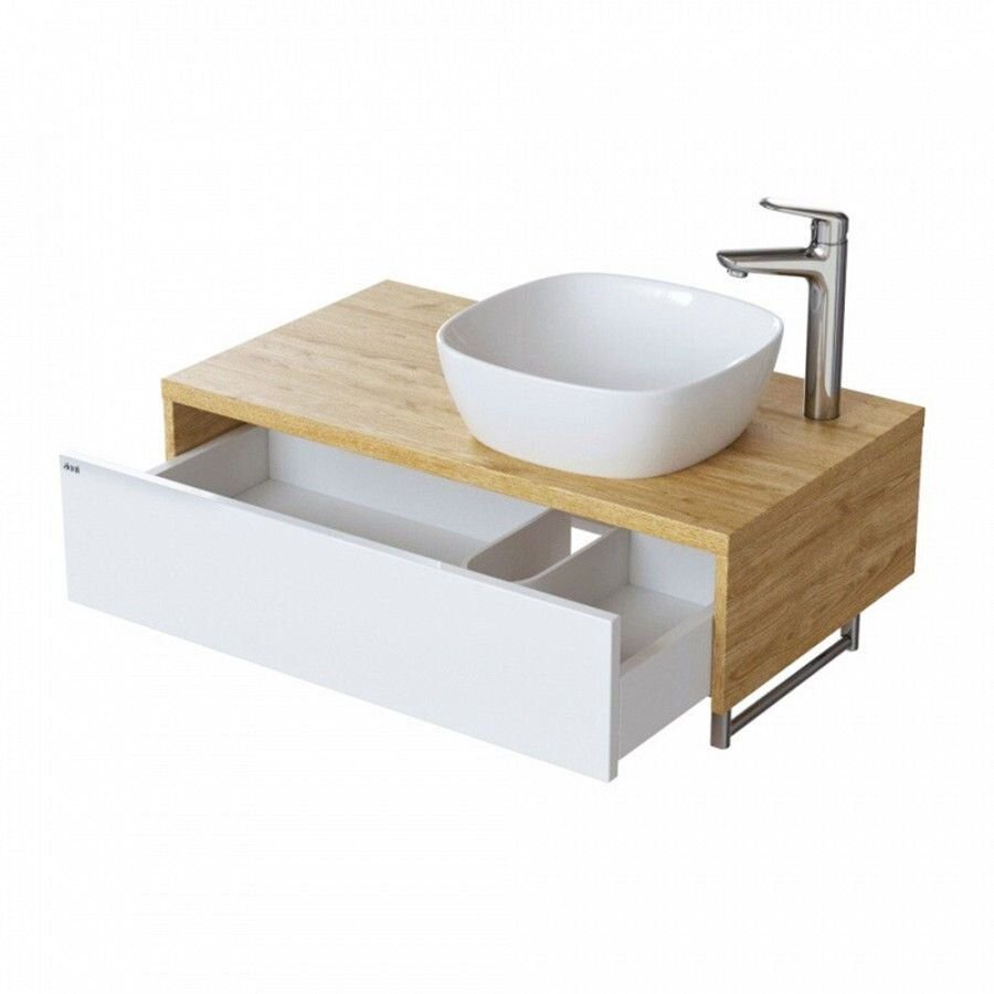 Тумба подвесная, 80 см, белый/шпон дуба, Torr, IDDIS, tor80w0i95