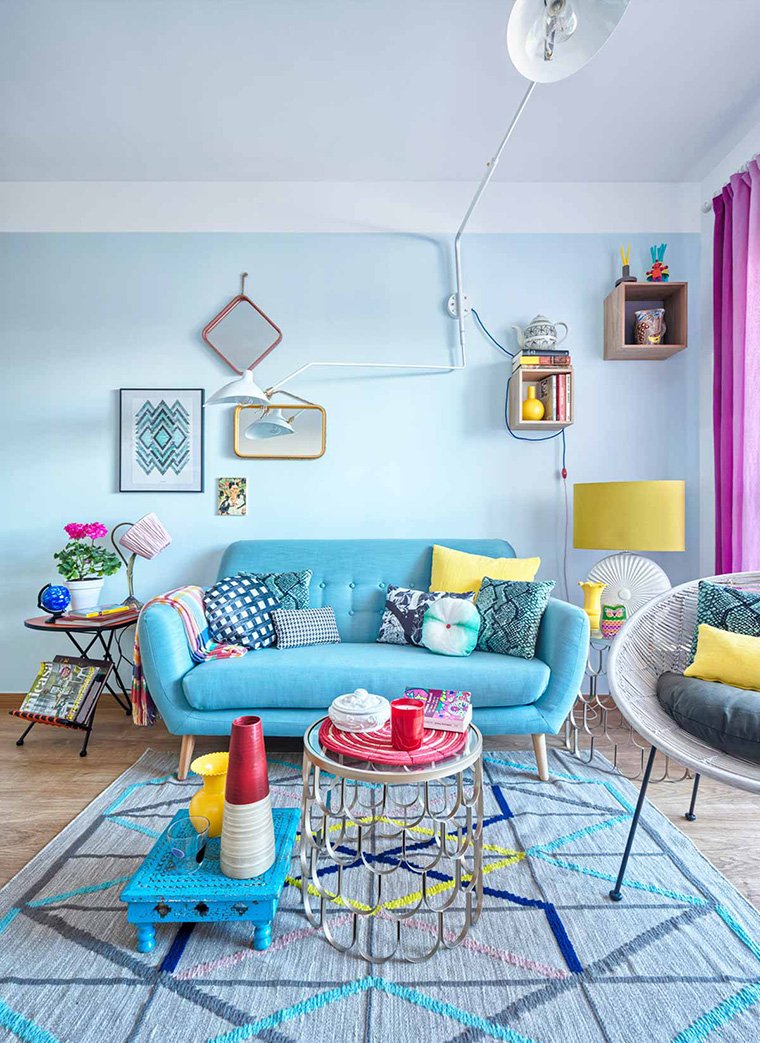 Интерьер в желто голубых тонах