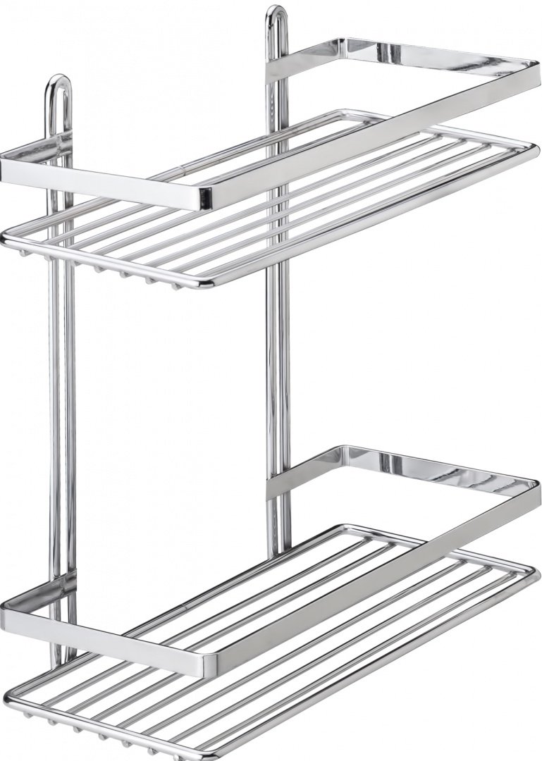 Полка в ванную прямая es067 2 яруса 25*12*27 хром