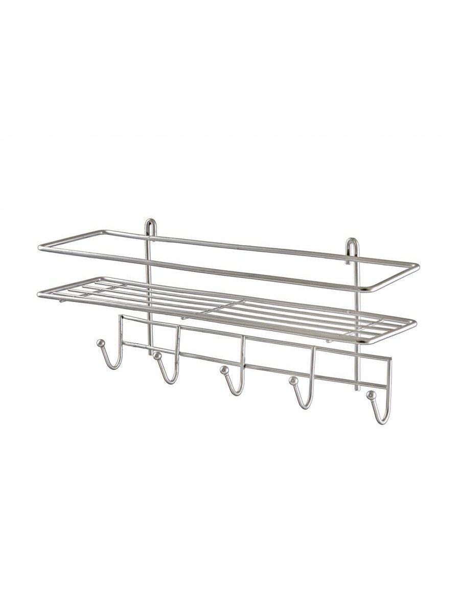 Полка в ванную 5 крючков (35*13*17см) хром алт 13с