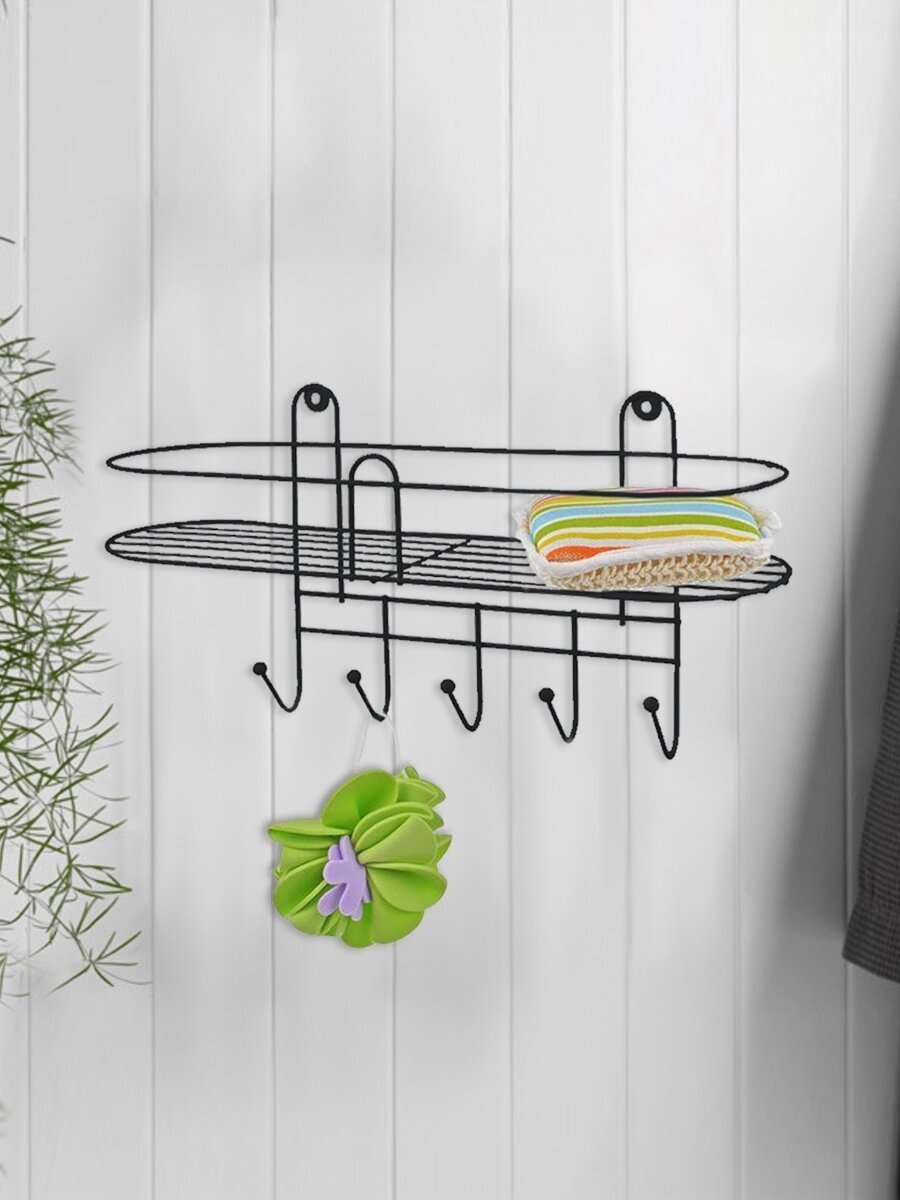 Полка для ванной с крючками