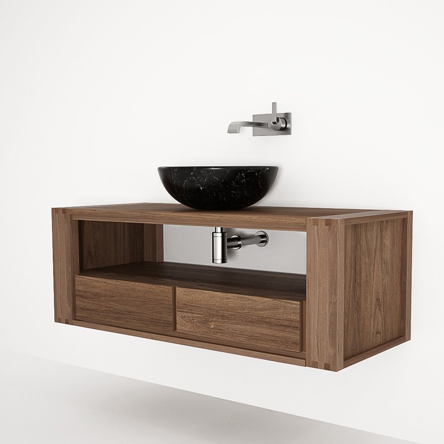 Тумба лофт 80 см под накладную раковину орех плюс