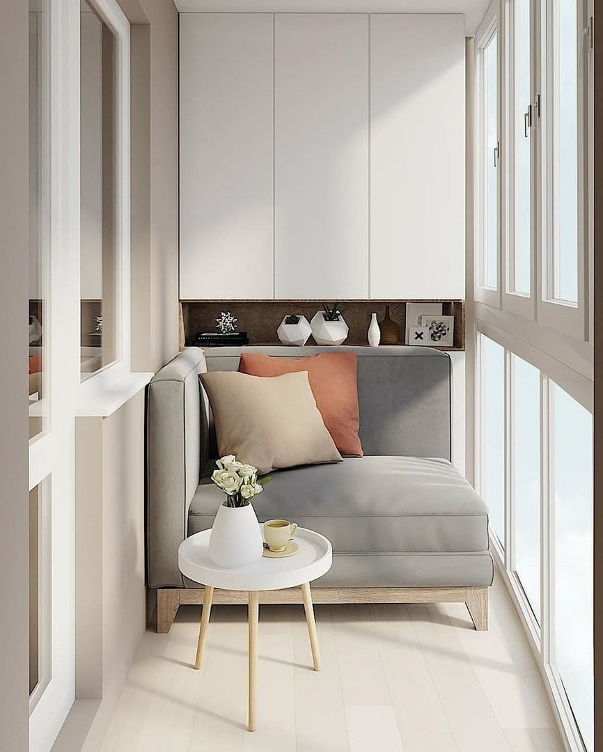 Шкаф на балкон с диванчиком