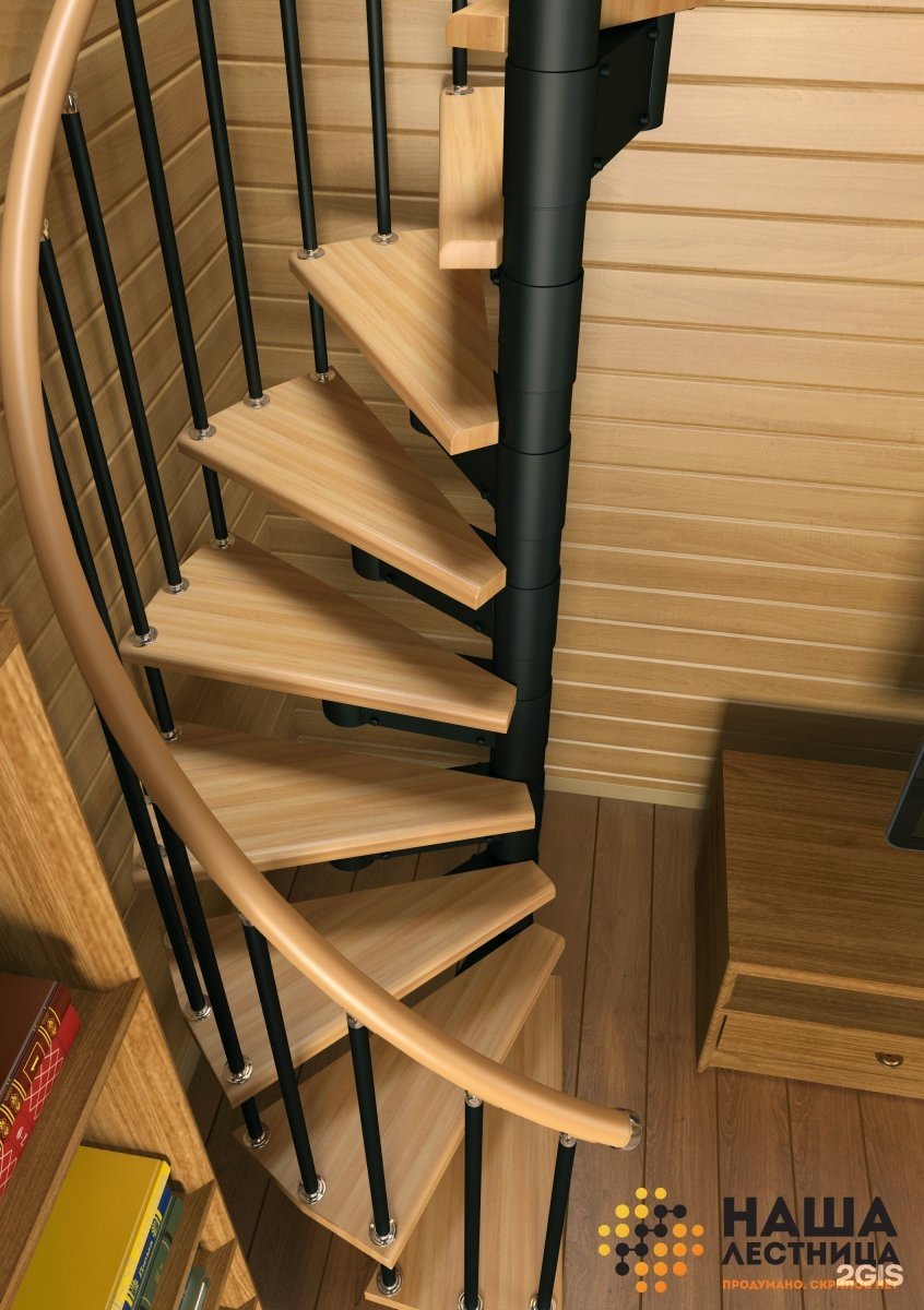 Винтовая деревянная лестница ДЛС-034 С металлом