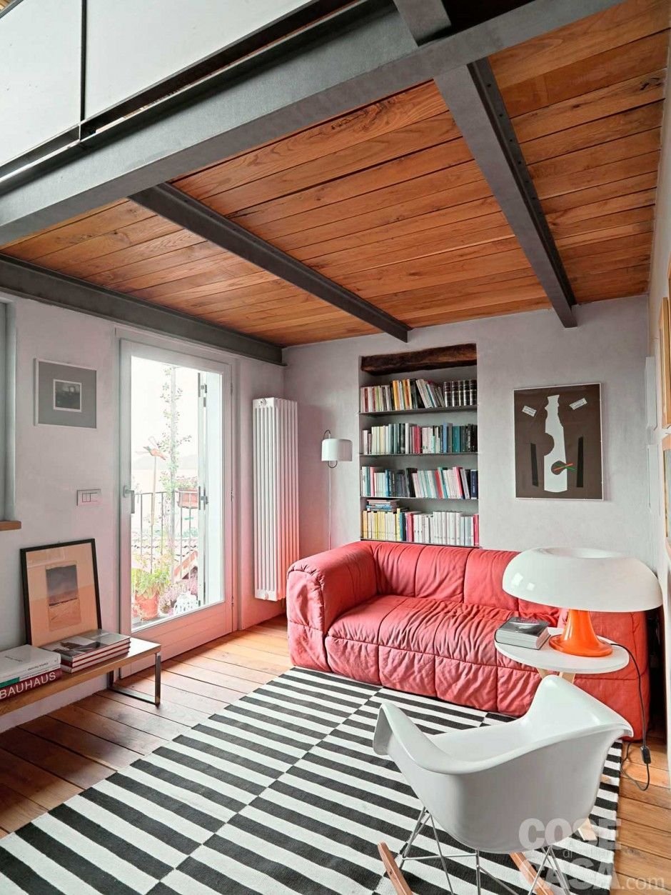 Деревянный потолок в стиле лофт