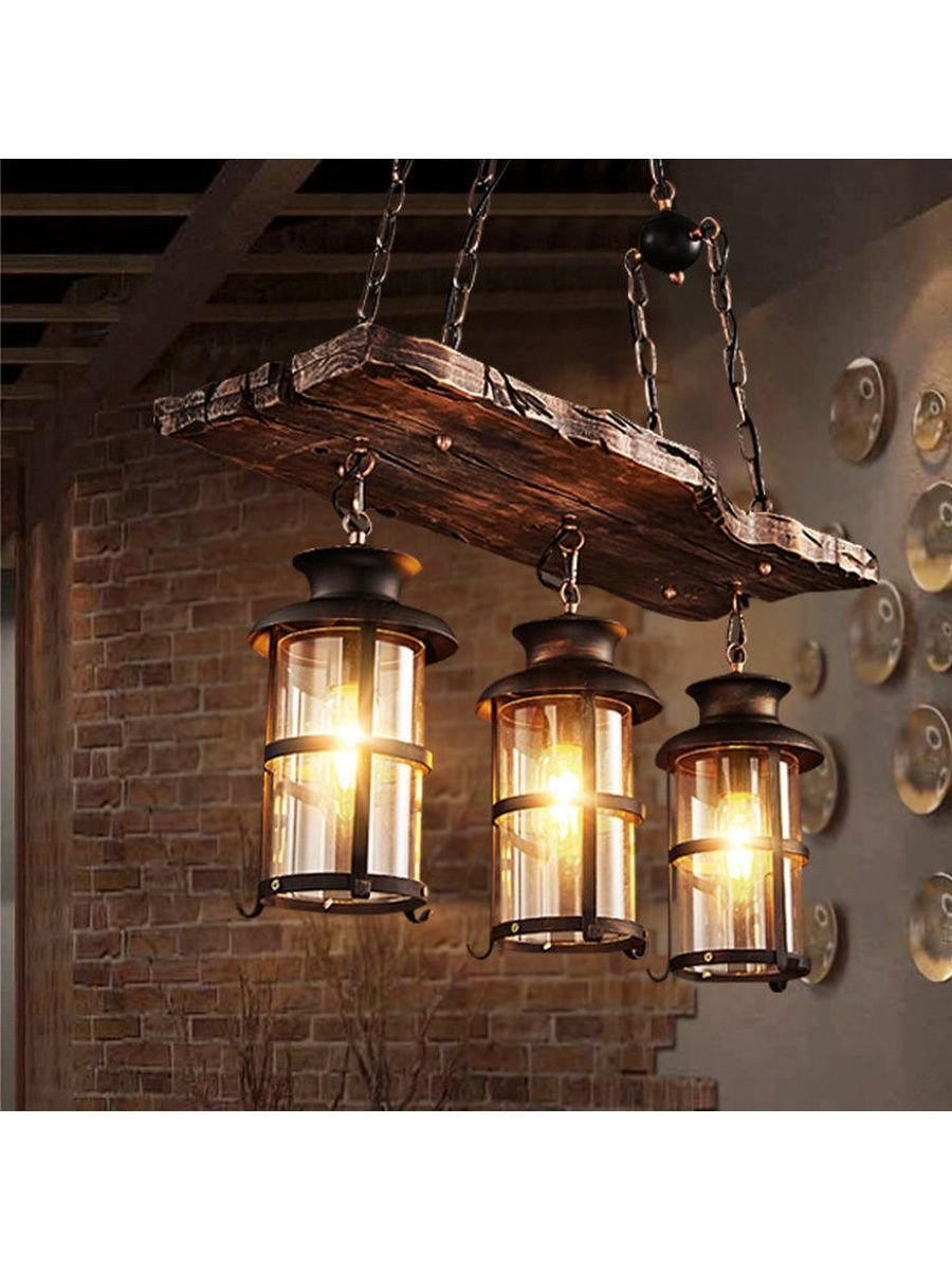 Деревянные люстры в стиле лофт