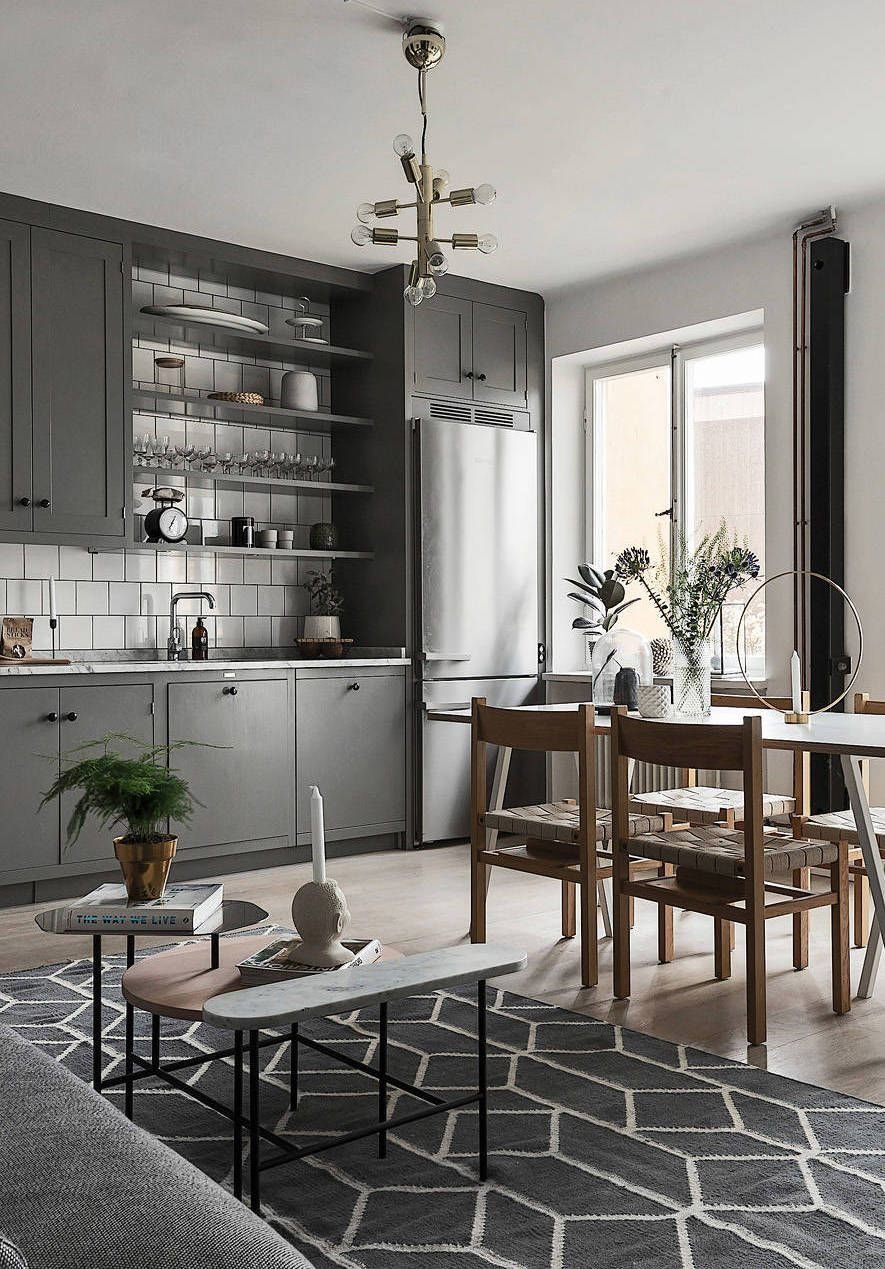 Кухня-гостиная икеа серые