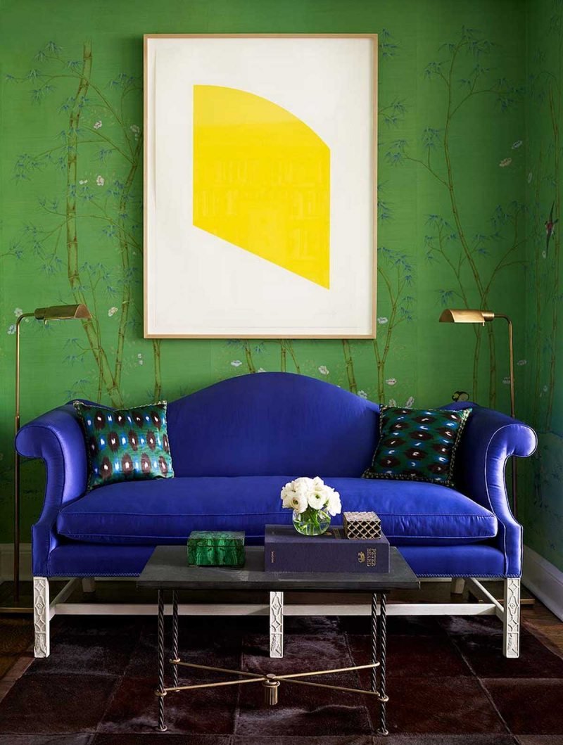 Сине зеленые стены в интерьере