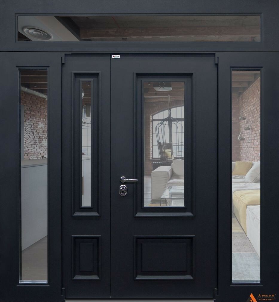 Входная остекленная дверь 900х2100 алюминий