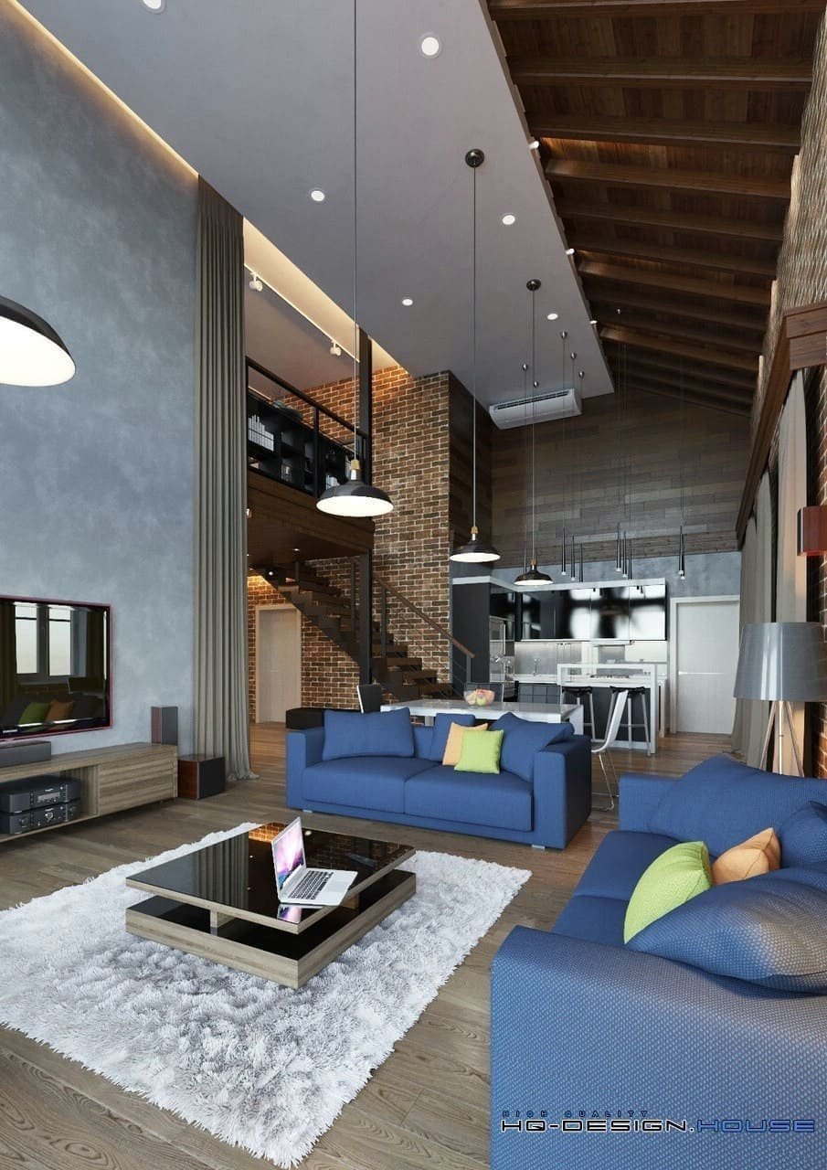 Интерьер коттеджа в стиле лофт