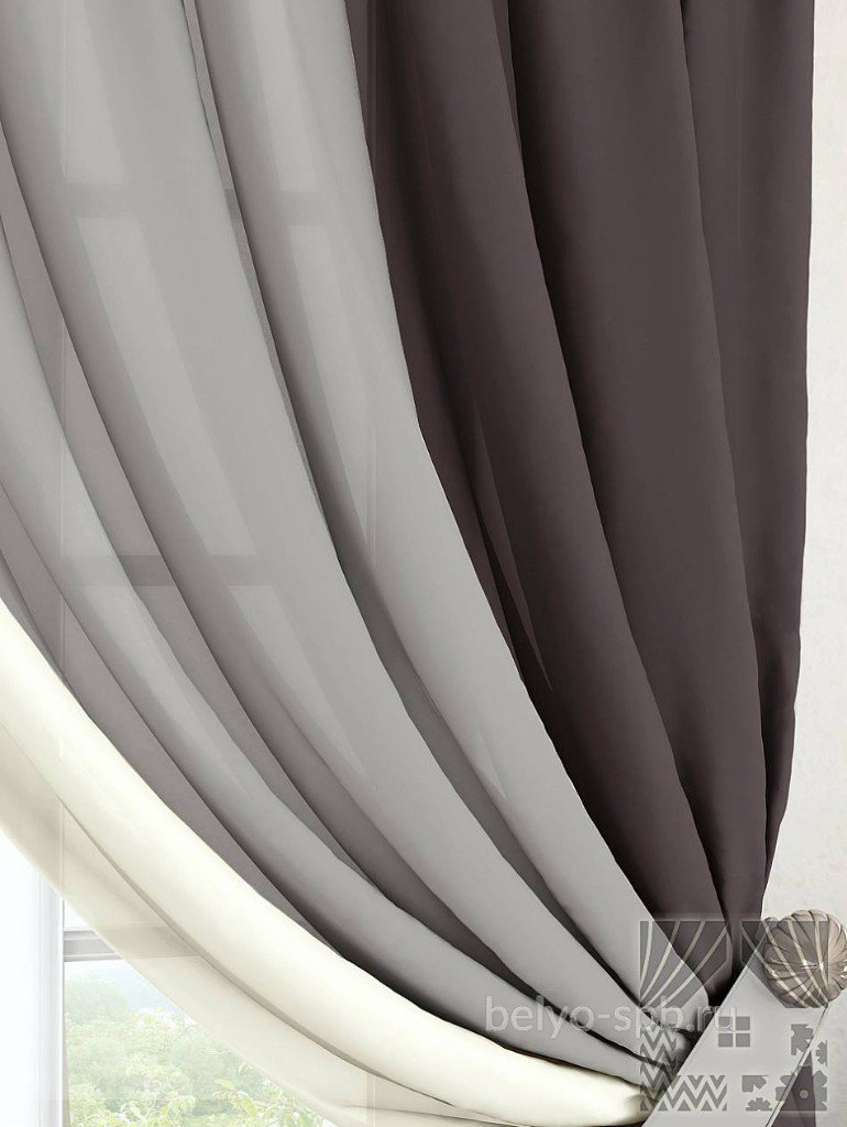 Комплект штор «кони (графит/серый/экрю)