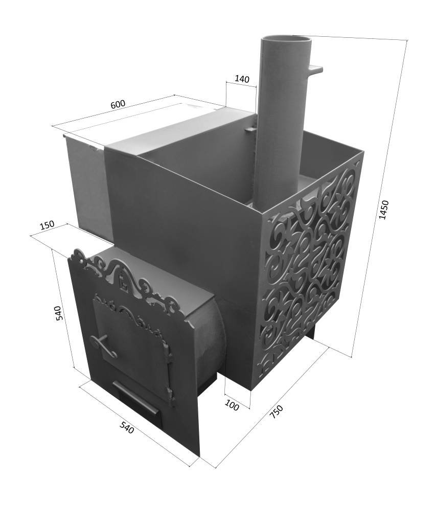 Печь для бани с баком для воды .баня 3*3