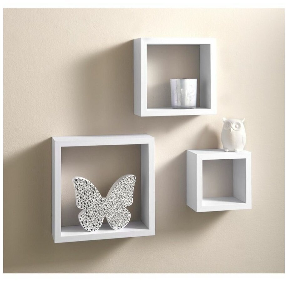 Полки квадратные белые на стену