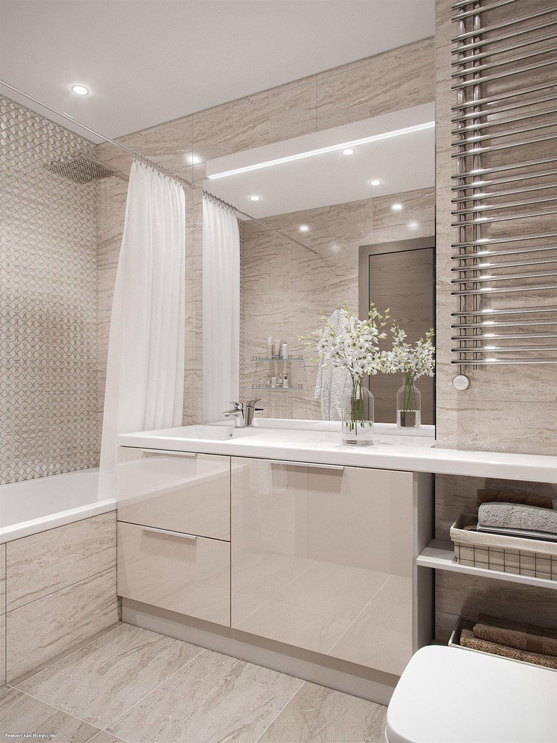 Светлые Ванные комнаты
