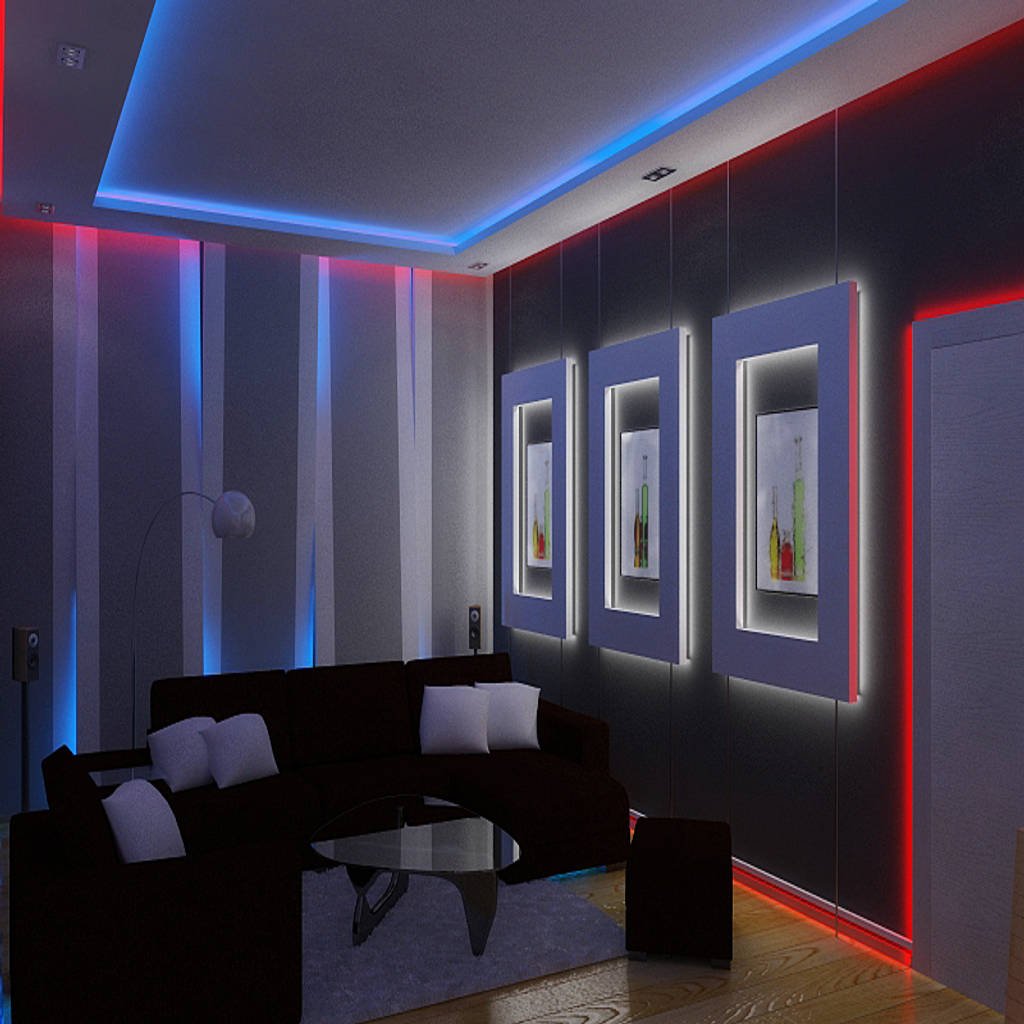 Контурный потолок с подсветкой. Комната с подсветкой. Светодиодная подсветка. Светодиодная подсветка в интерьере. Светодиодная лента в интерьере.