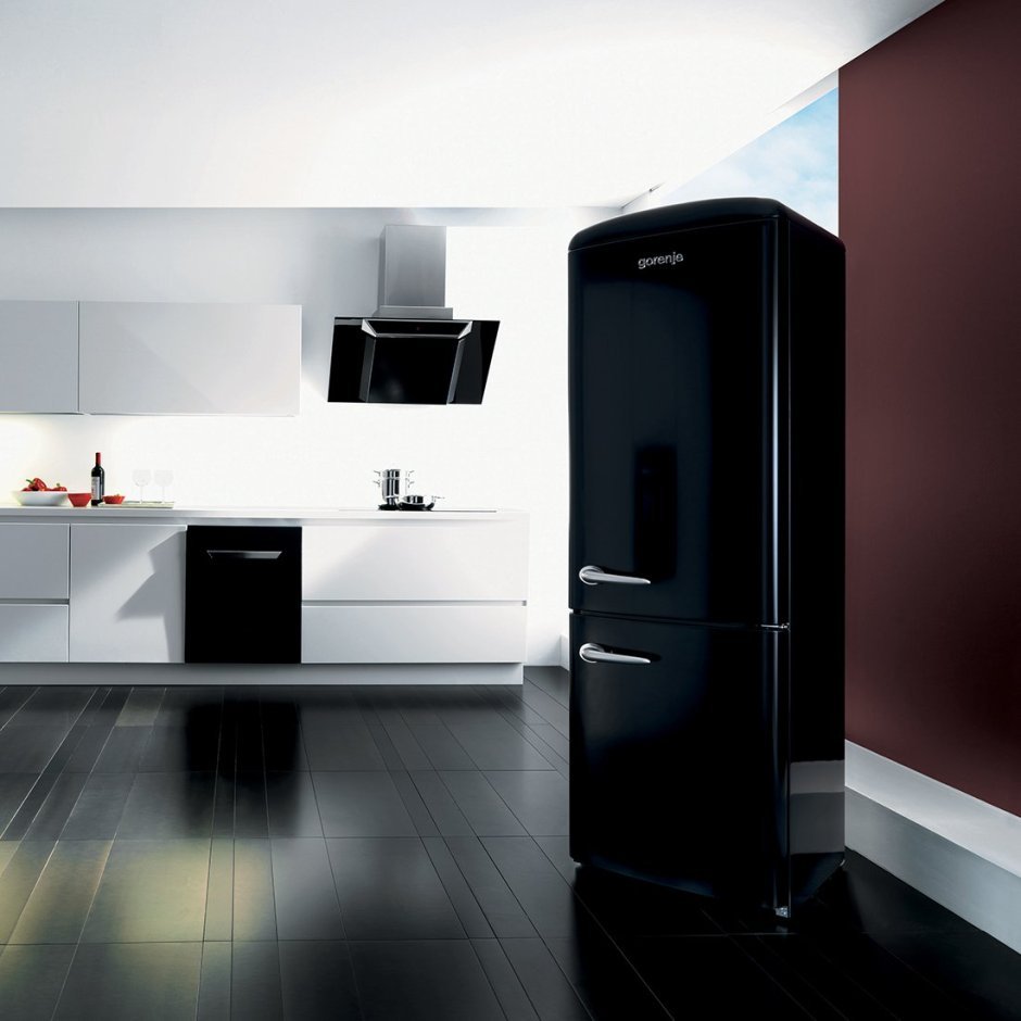 черные холодильники в интерьере фото