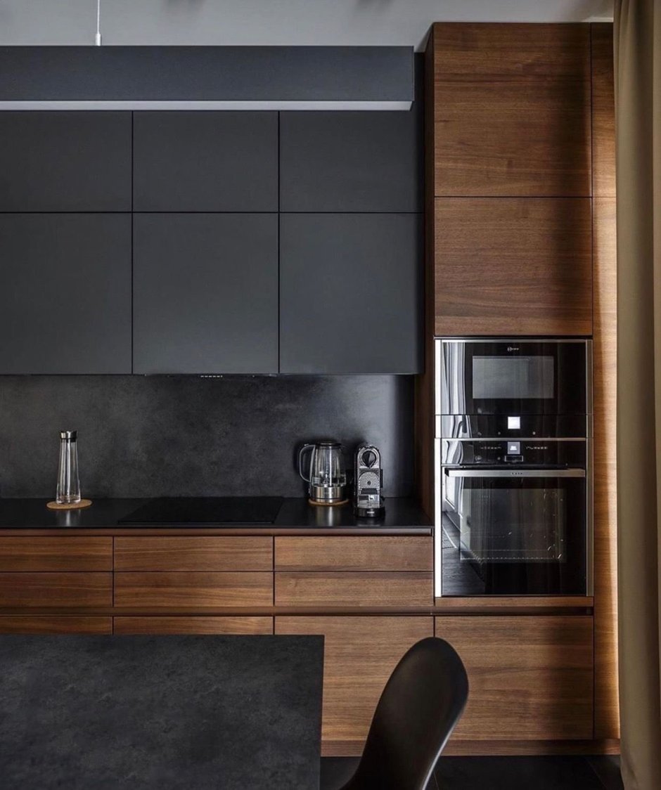 Черная матовая кухня