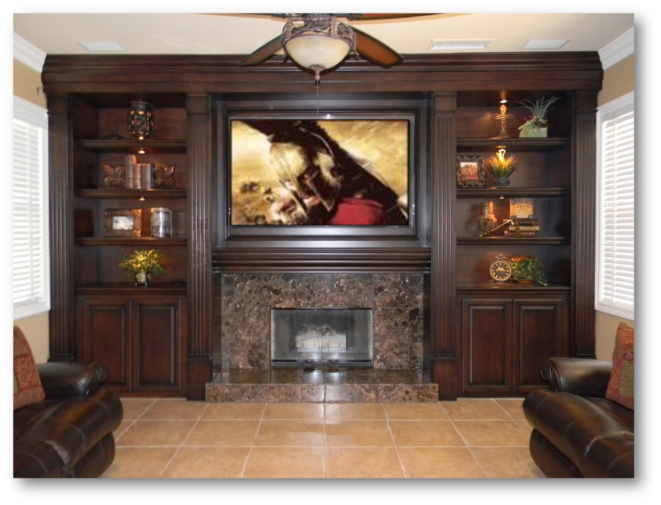 Стенка с камином и телевизором
