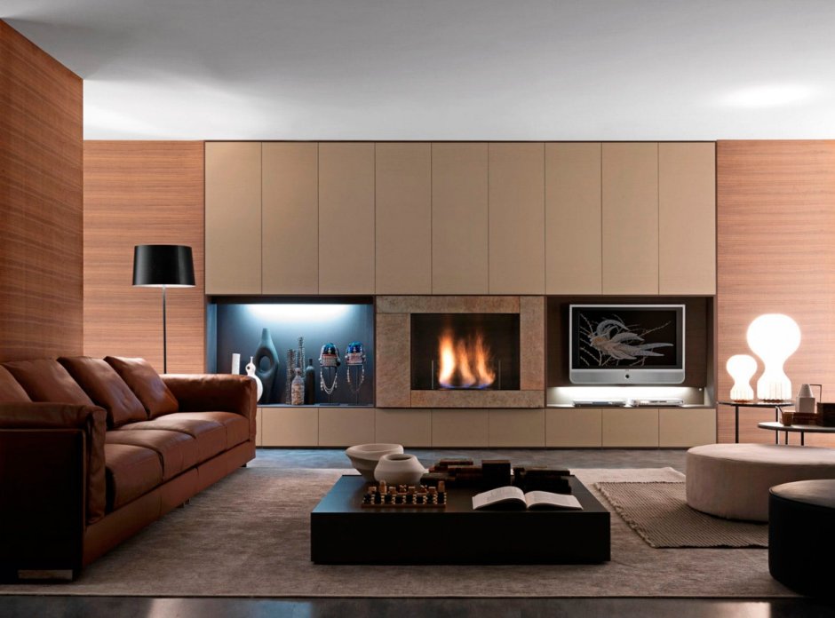 Современная стенка с камином
