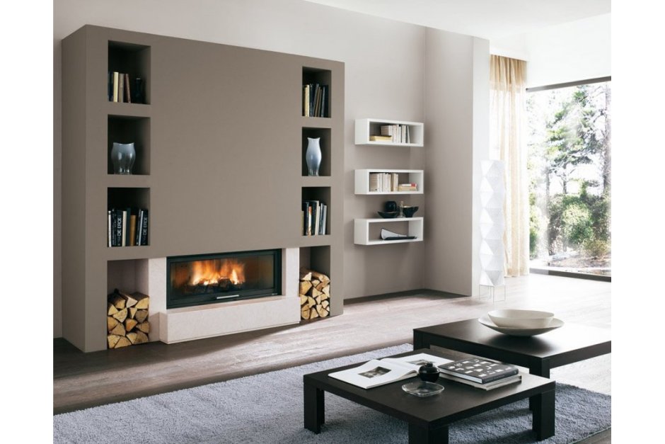 Камин встроенный в стенку