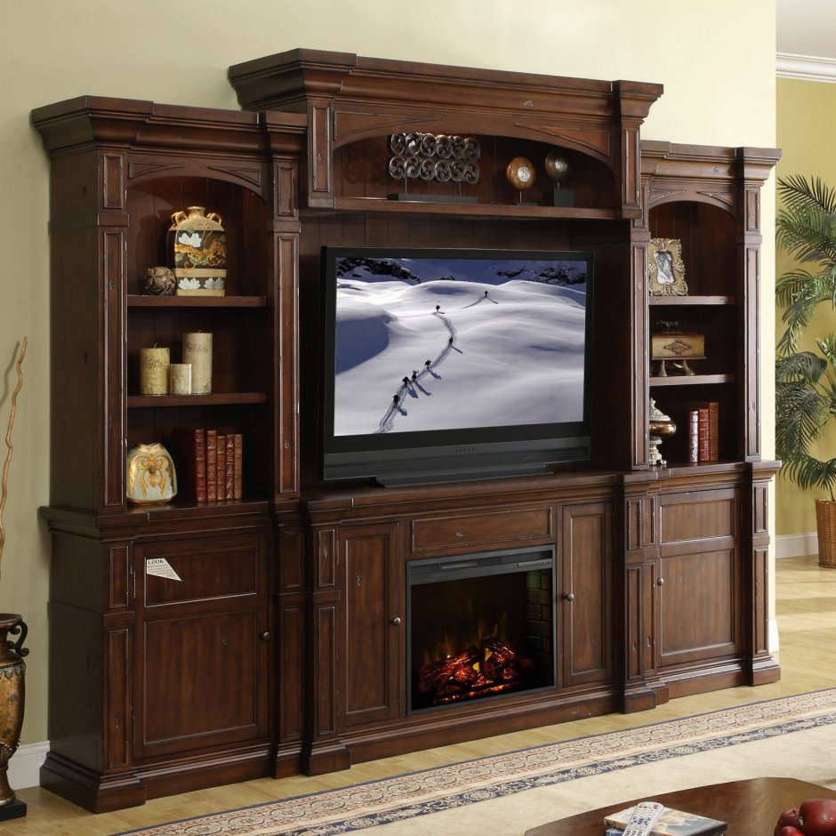 Стенка с камином в гостиную