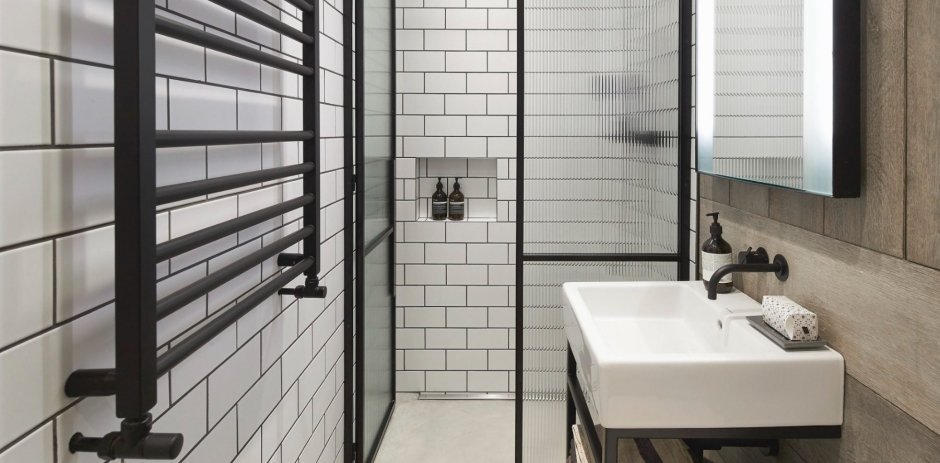 Полотенцесушитель в ванной в стиле лофт