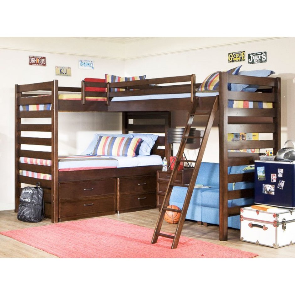 Трехъярусная детская кровать лофт