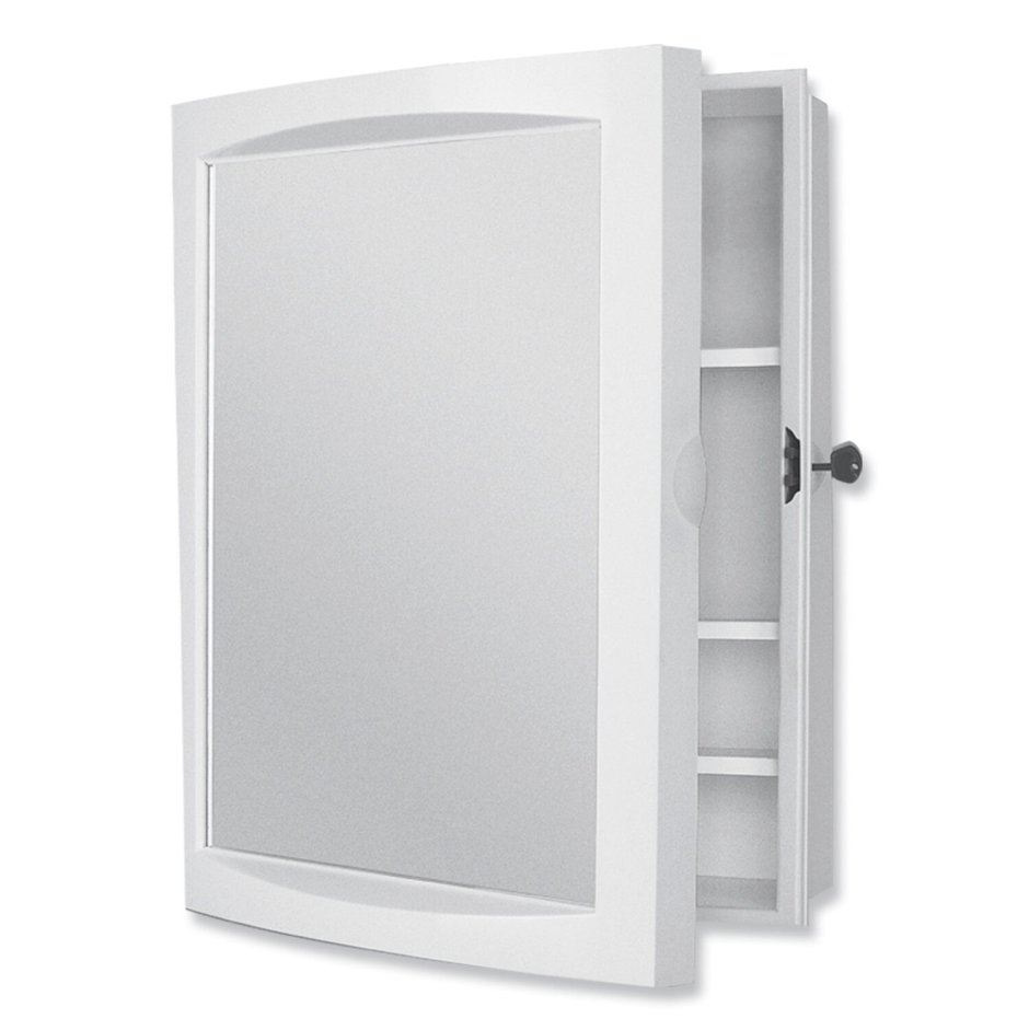 Пластиковый шкаф для ванной с зеркалом