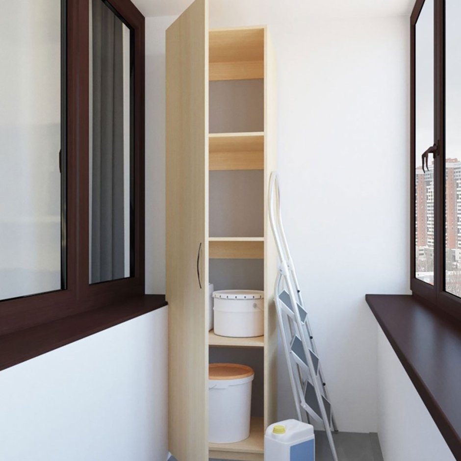 Шкаф для балкона с полками