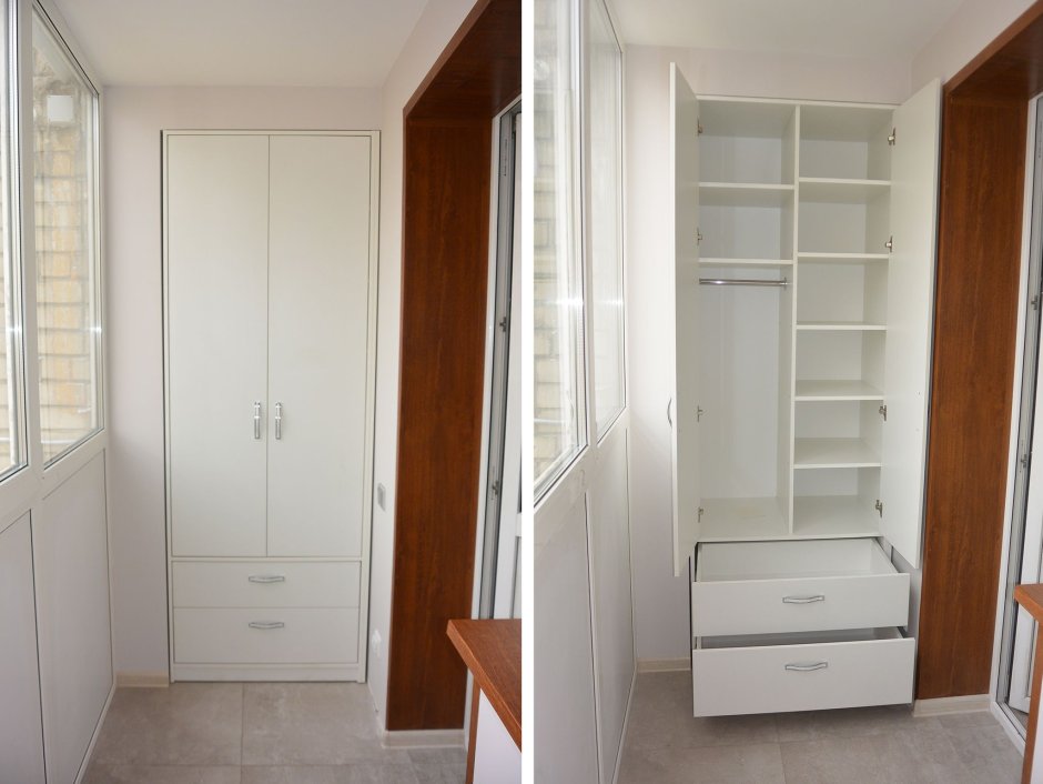 Встроенный распашной шкаф на балкон