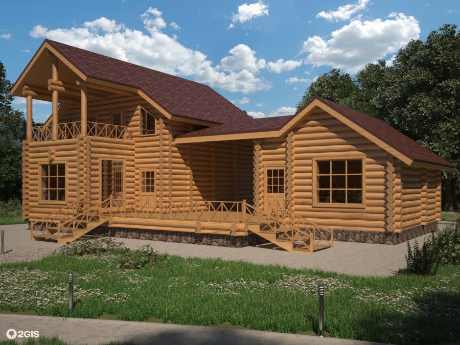 Дом соединен с баней террасой