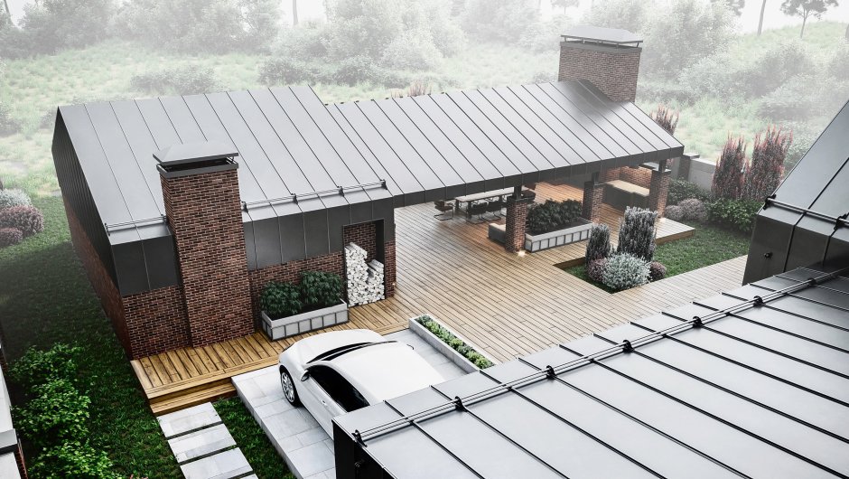 Веранда между домом и баней