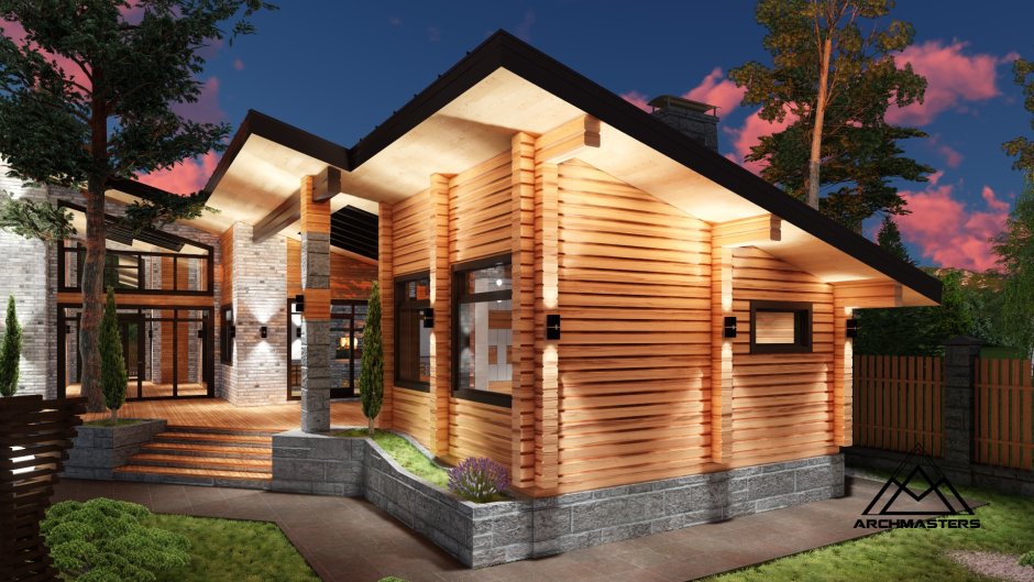 Двухэтажный дом с баней