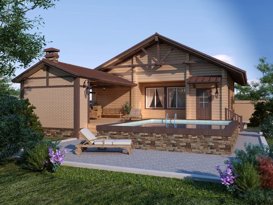 Загородный дом с беседкой и баней
