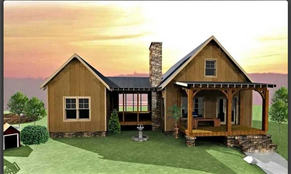 Дом соединенный с баней террасой