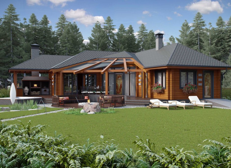 Одноэтажный дом 200кв с террасой